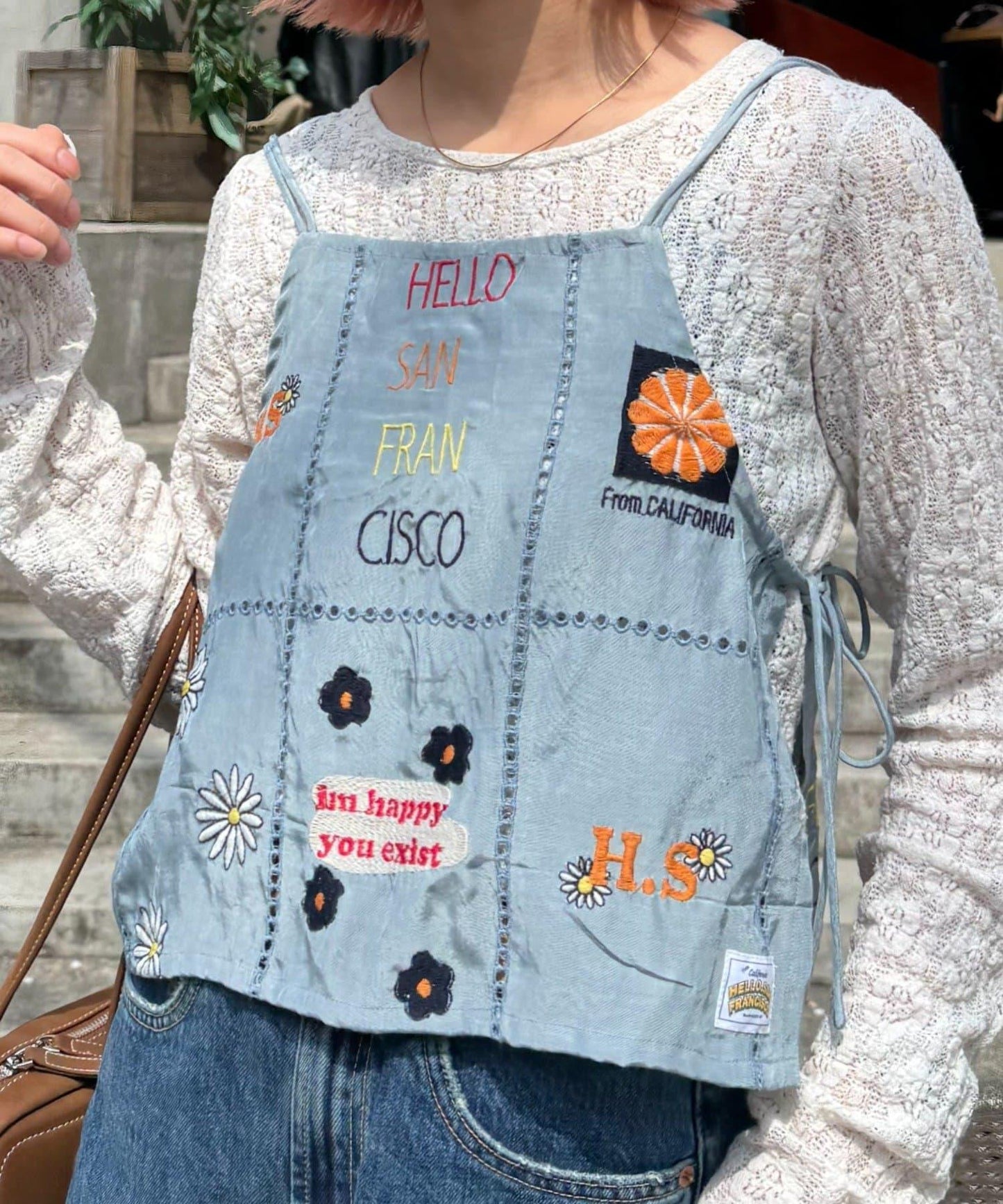 【HELLO.SANFRANCISCO/哈羅舊金山】原刺繡緞面吊帶