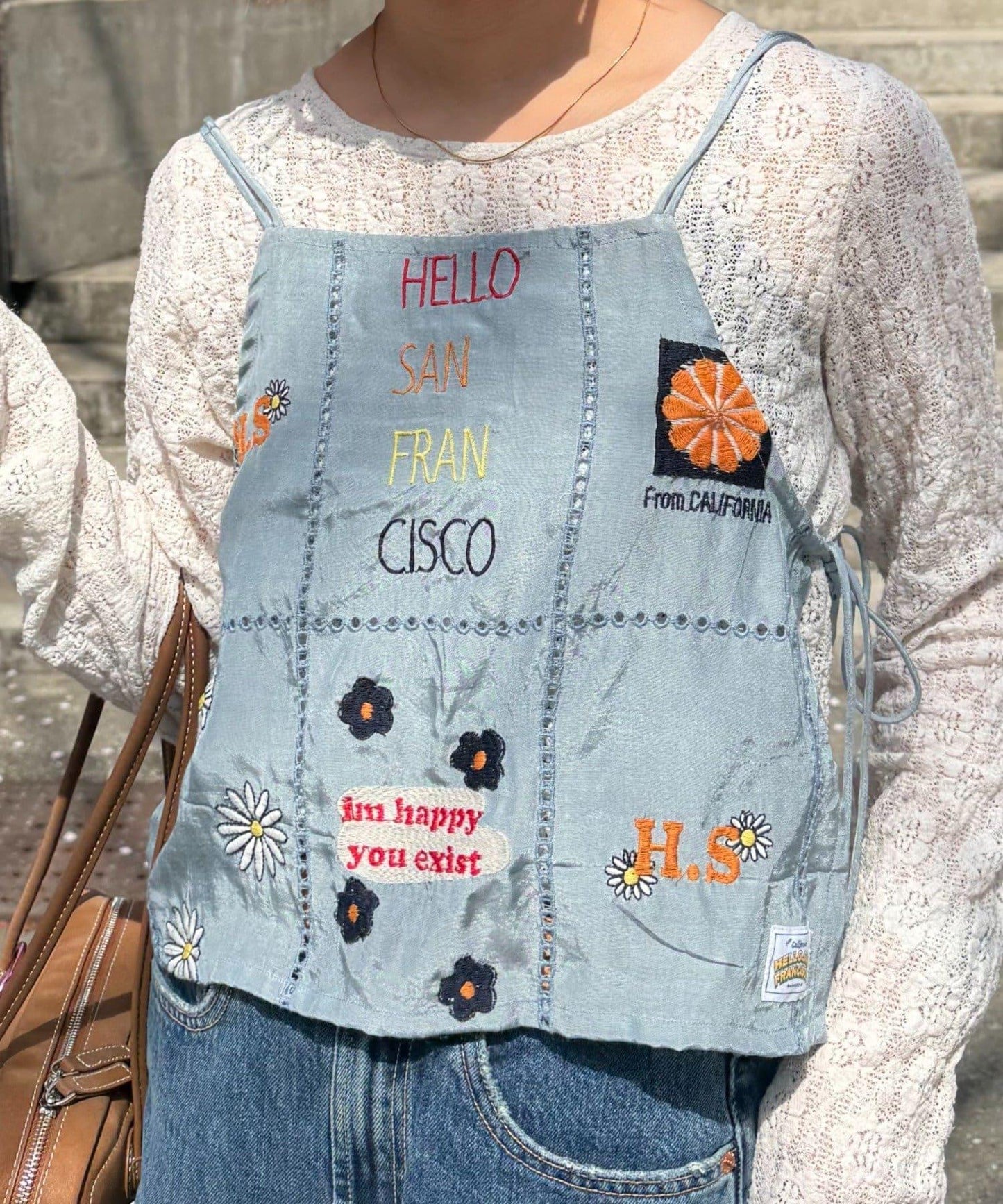 【HELLO.SANFRANCISCO/哈羅舊金山】原刺繡緞面吊帶