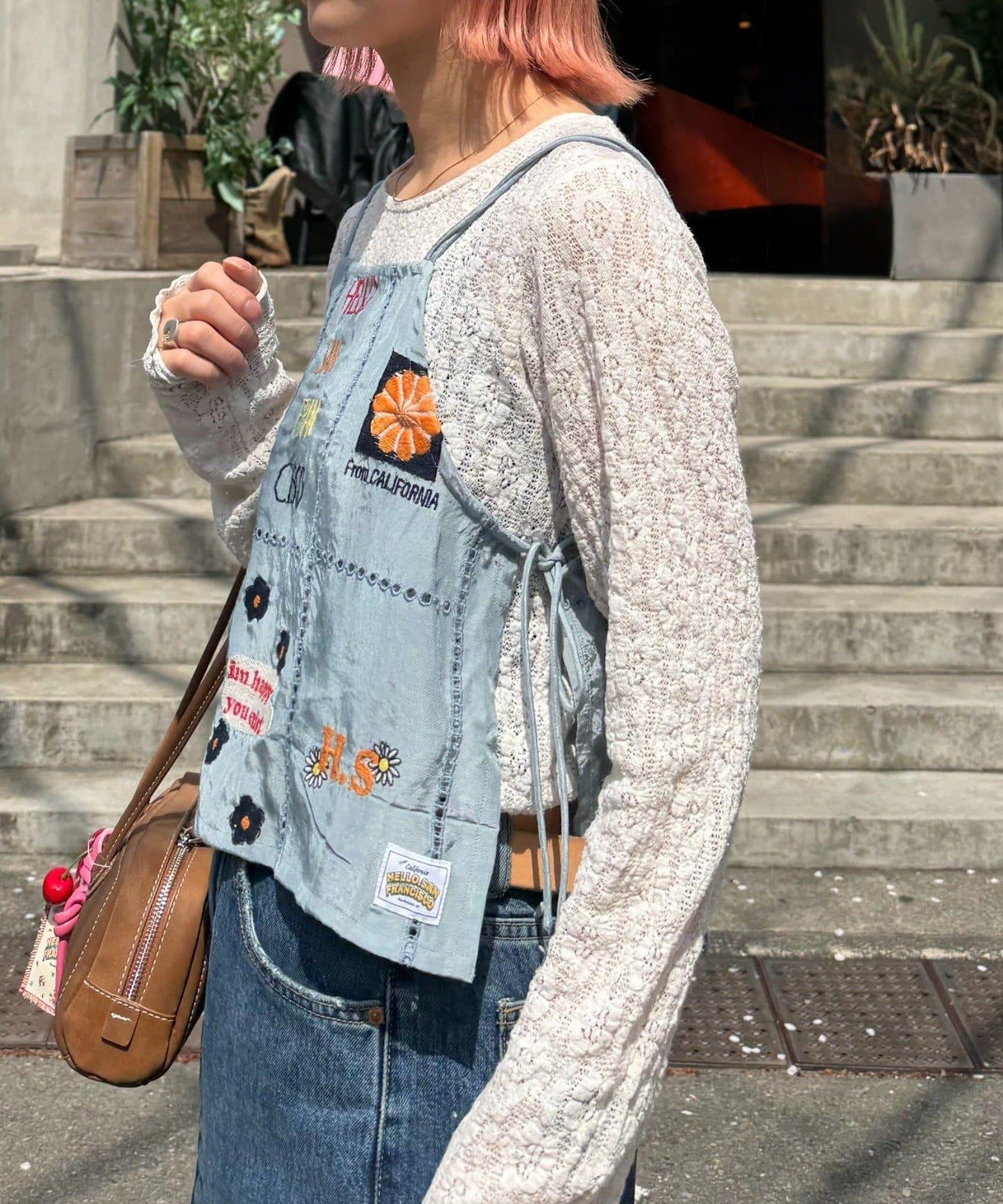 【HELLO.SANFRANCISCO/哈羅舊金山】原刺繡緞面吊帶