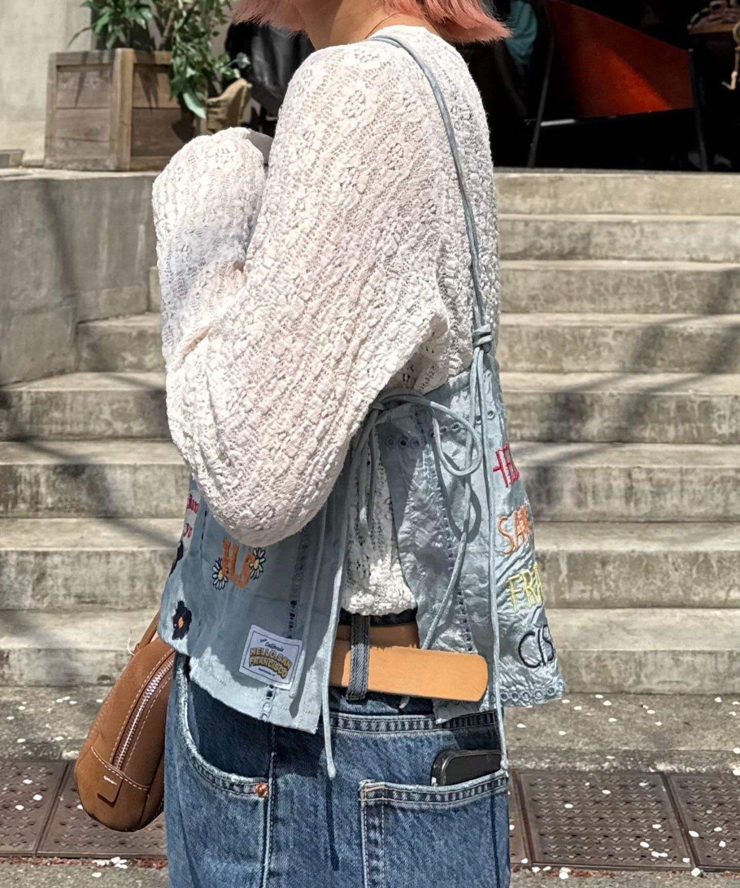 【HELLO.SANFRANCISCO/哈羅舊金山】原刺繡緞面吊帶