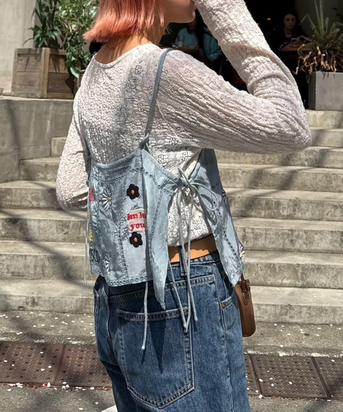 【HELLO.SANFRANCISCO/哈羅舊金山】原刺繡緞面吊帶