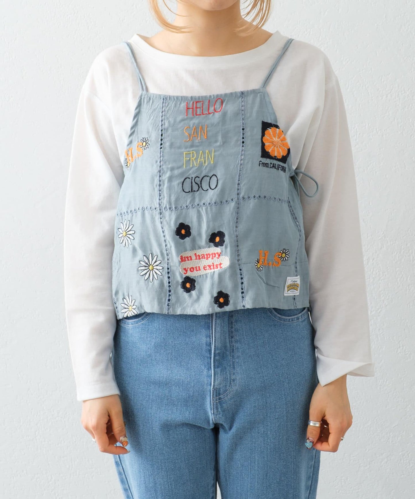 【HELLO.SANFRANCISCO/哈羅舊金山】原刺繡緞面吊帶