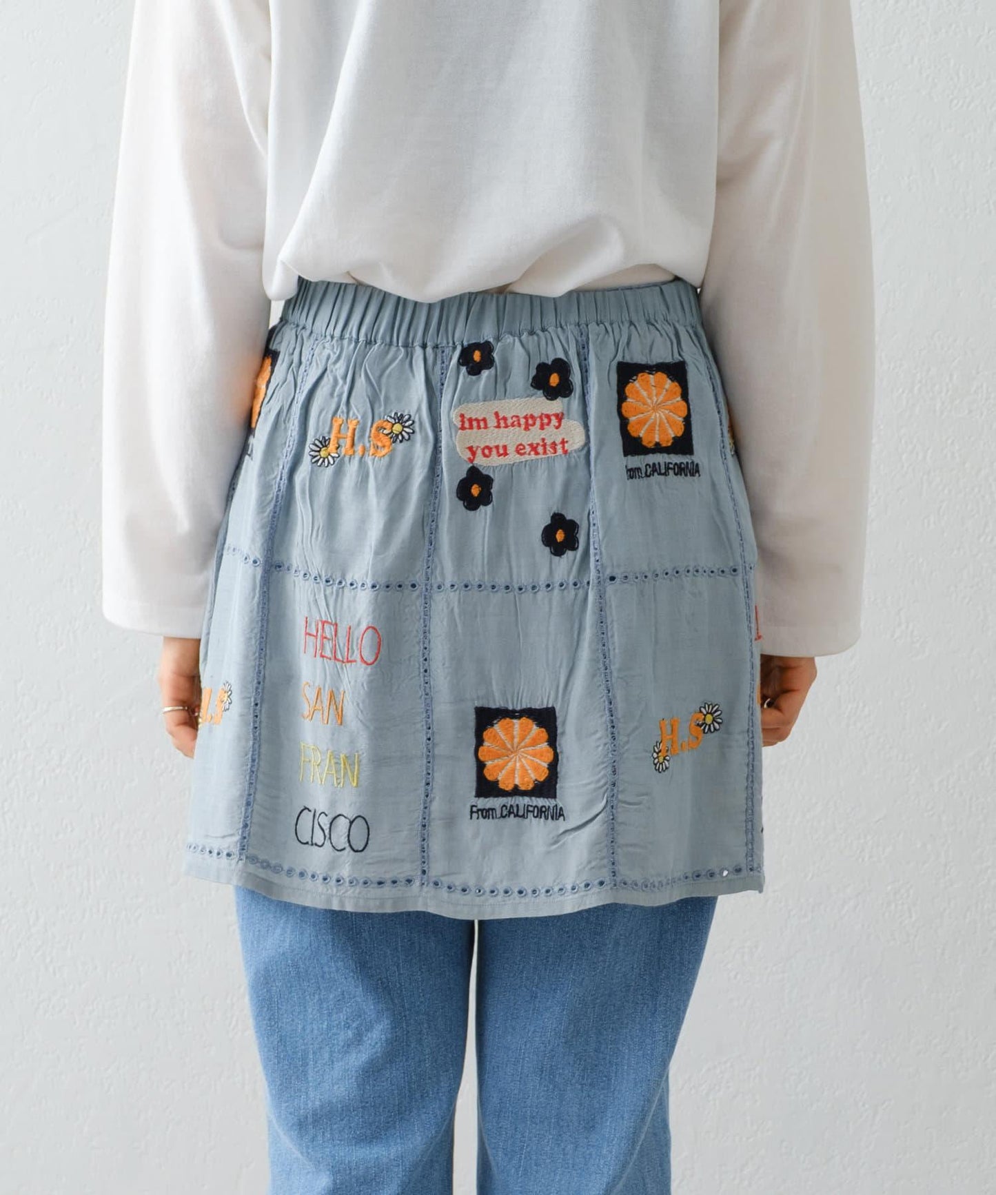 【HELLO.SANFRANCISCO/哈羅舊金山】原刺繡卷邊裙