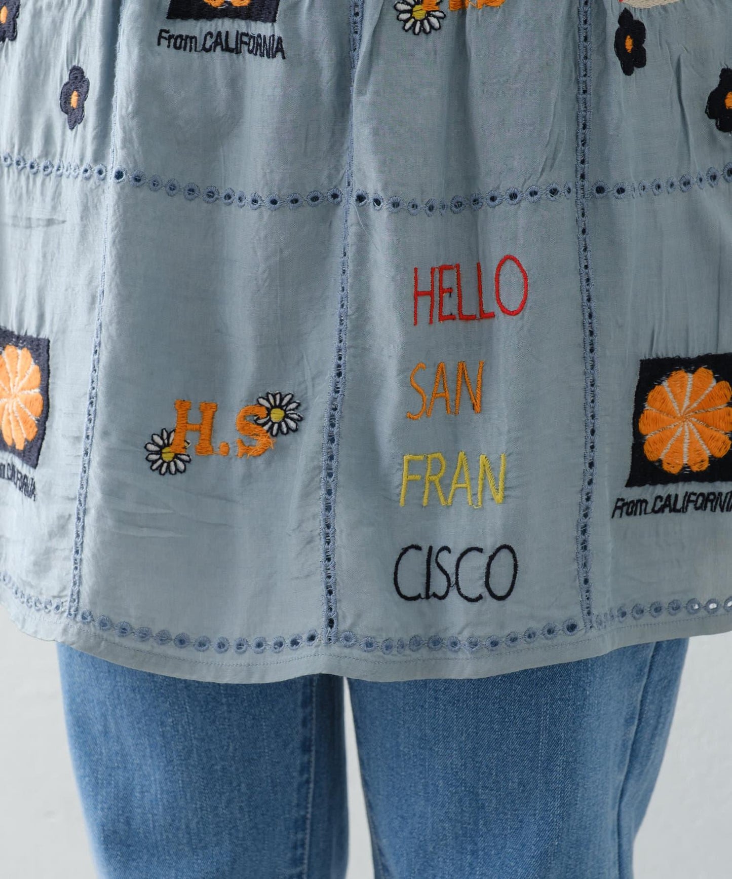 【HELLO.SANFRANCISCO/哈羅舊金山】原刺繡卷邊裙