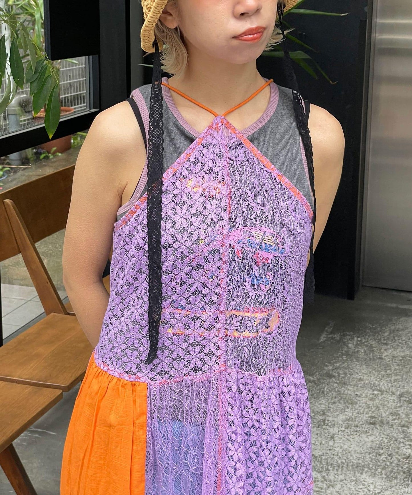 5/1(星期四)10:00開始【HELLO.SANFRANCISCO/你好,舊金山】印度拼布彩色蕾絲兩用吊帶連衣裙