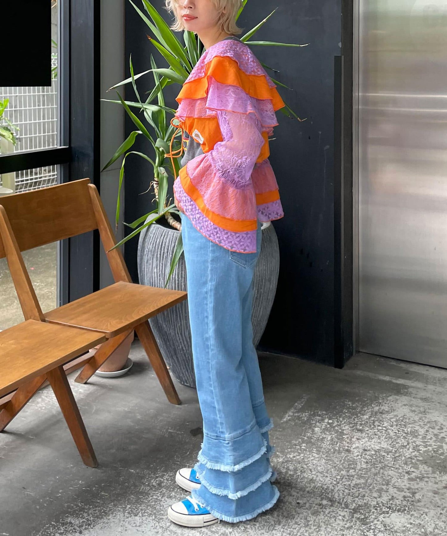 5/1(星期四)10:00~開始【HELLO.SANFRANCISCO/你好,舊金山】印度拼布彩色蕾絲2WAY露肩短外套襯衫