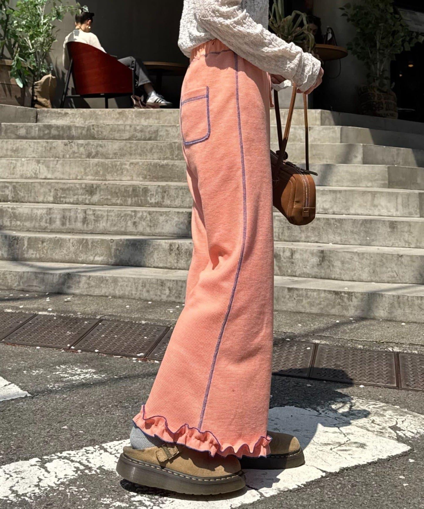 【HELLO.SANFRANCISCO】華夫格紋喇叭褲