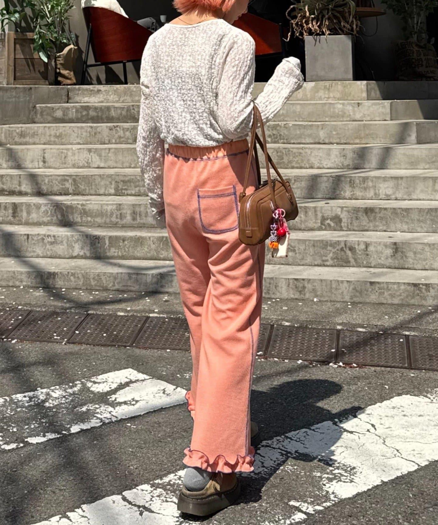 【HELLO.SANFRANCISCO】華夫格紋喇叭褲