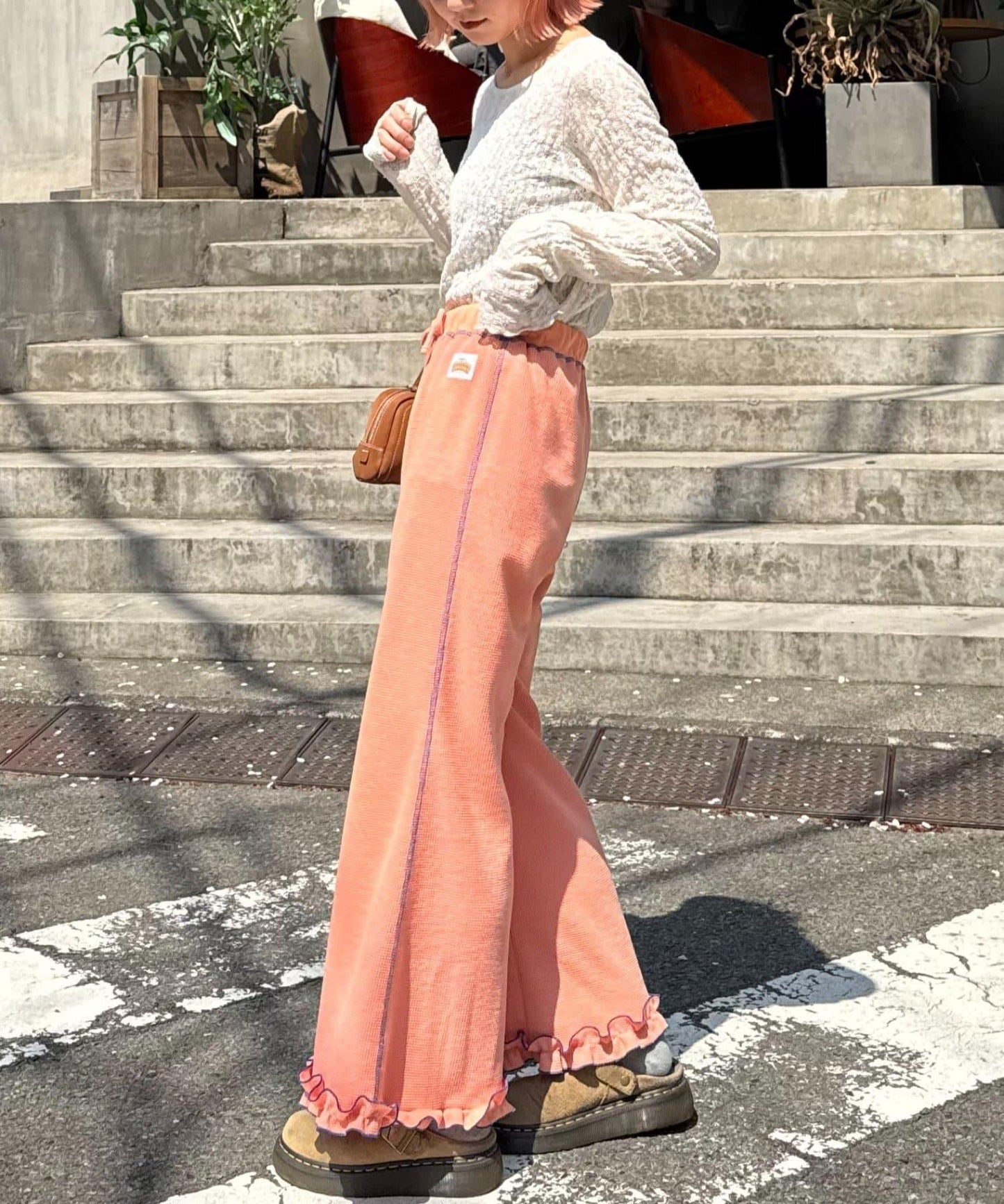 【HELLO.SANFRANCISCO】華夫格紋喇叭褲