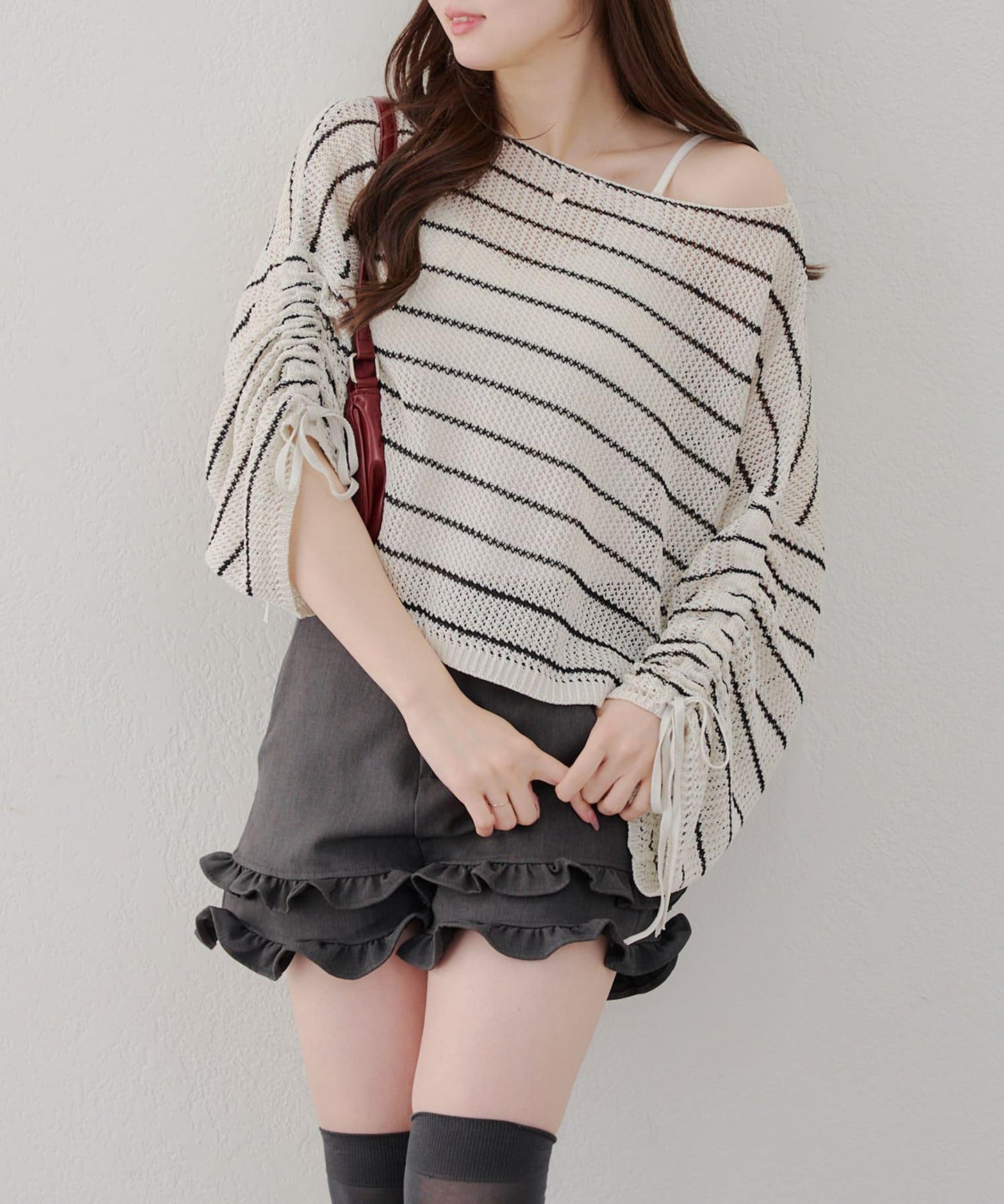 網眼下裝拉鍊套頭衫