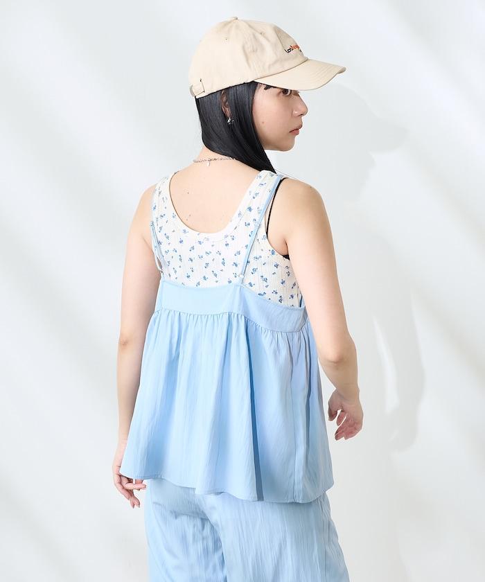 <接觸冷感> 帶蝴蝶結的吊帶背心套裝