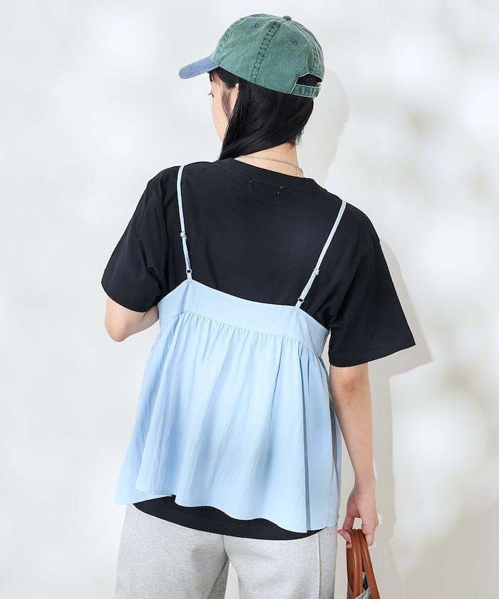 <接觸冷感> 帶蝴蝶結的吊帶背心套裝