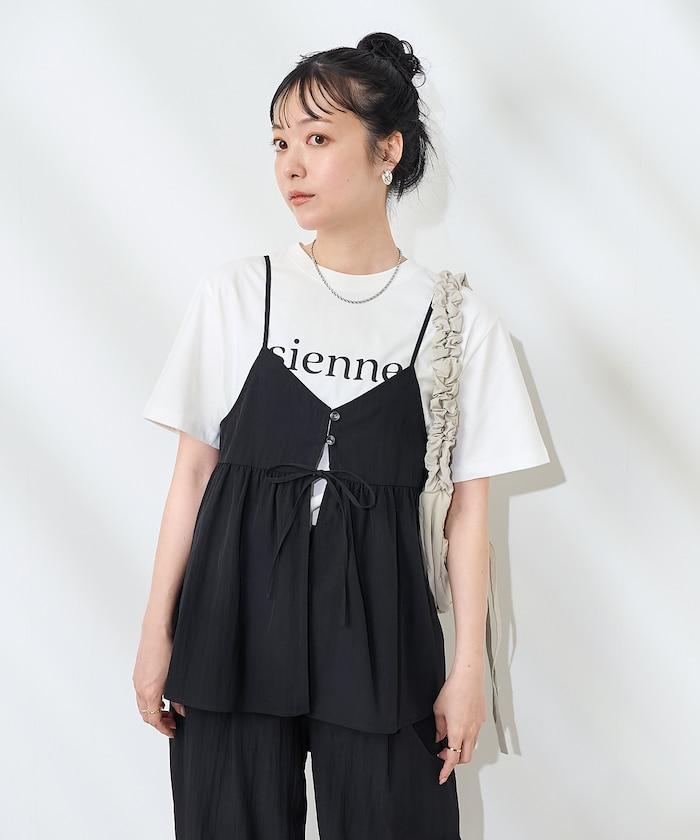 <接觸冷感> 帶蝴蝶結的吊帶背心套裝