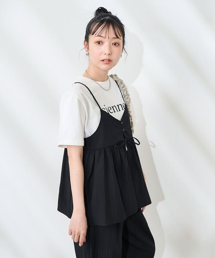 <接觸冷感> 帶蝴蝶結的吊帶背心套裝