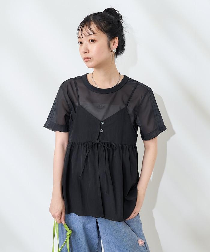 <接觸冷感> 帶蝴蝶結的吊帶背心套裝