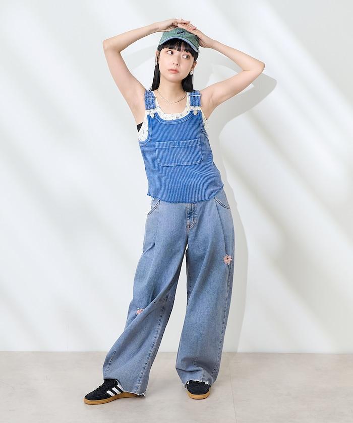 粉末漂白 軍裝風連體背心