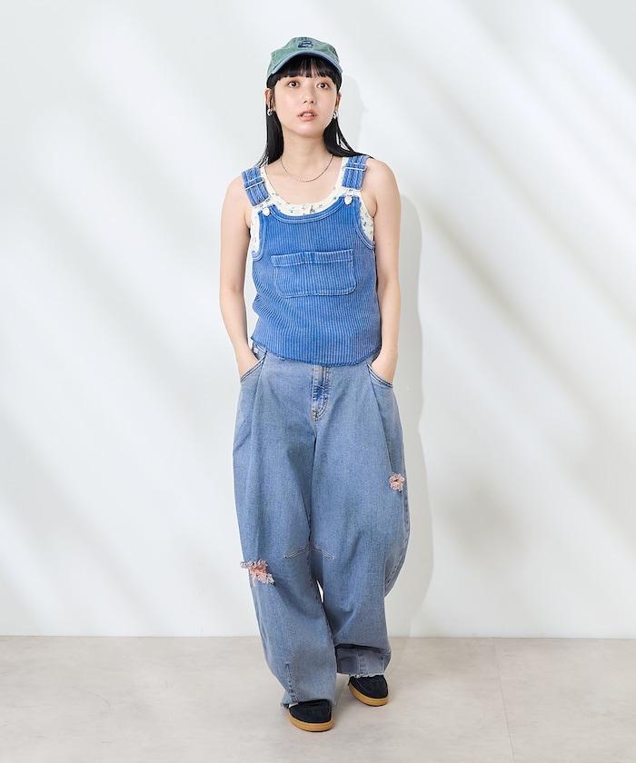 粉末漂白 軍裝風連體背心