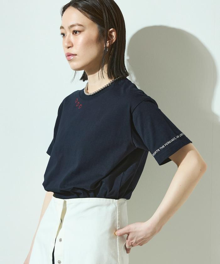 有機棉 心形 標誌刺繡T恤 / 圓領 單點標誌 刺繡短袖T恤