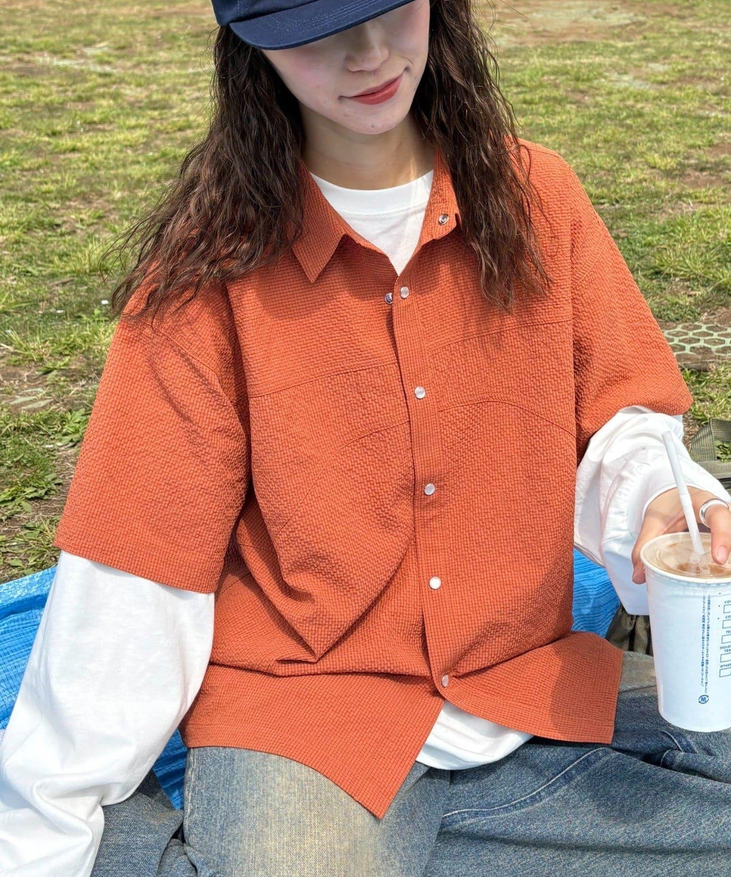 【男女通用】泡泡短袖純色襯衫
