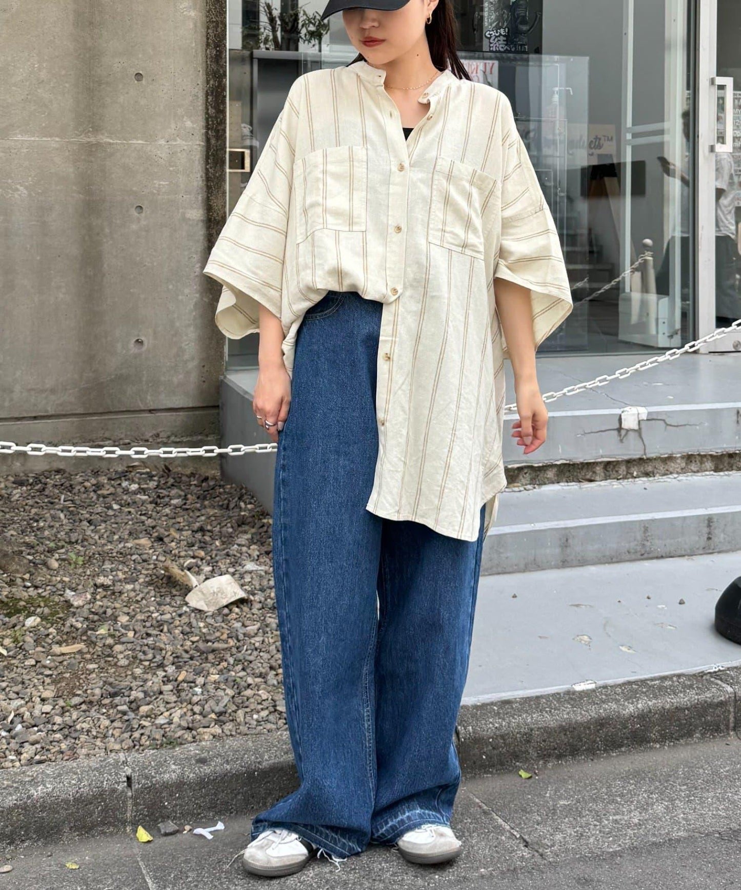 【二臂修身遮蓋】亞麻粘膠杜邦襯衫