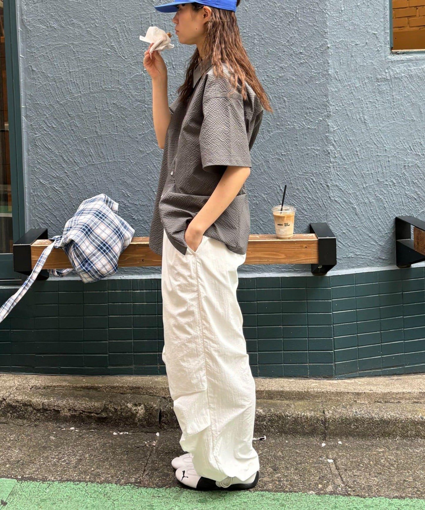 【男女通用】泡泡短袖純色襯衫
