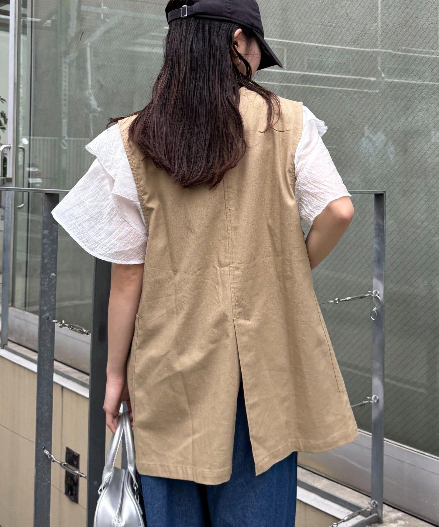 無領亞麻混紡外套