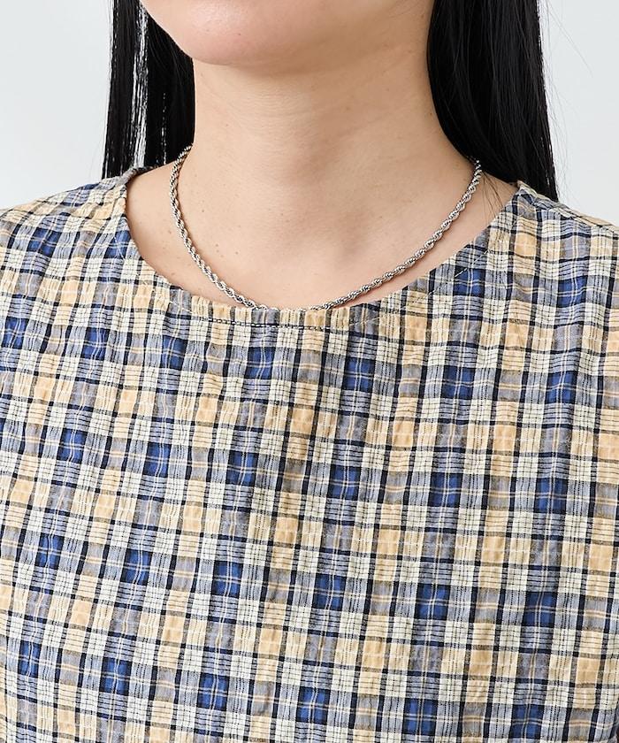 層疊格紋迷你連衣裙