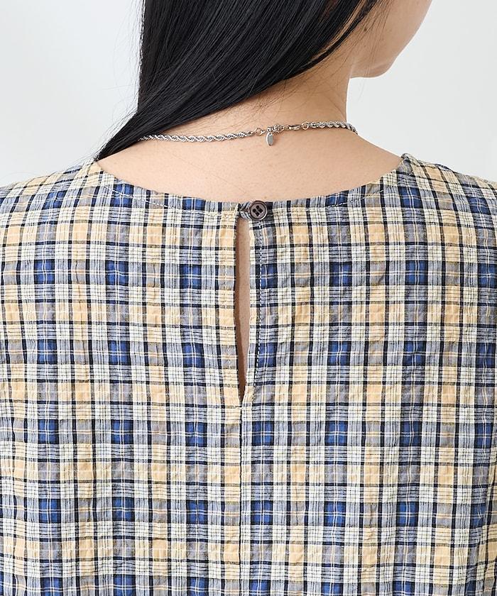 層疊格紋迷你連衣裙