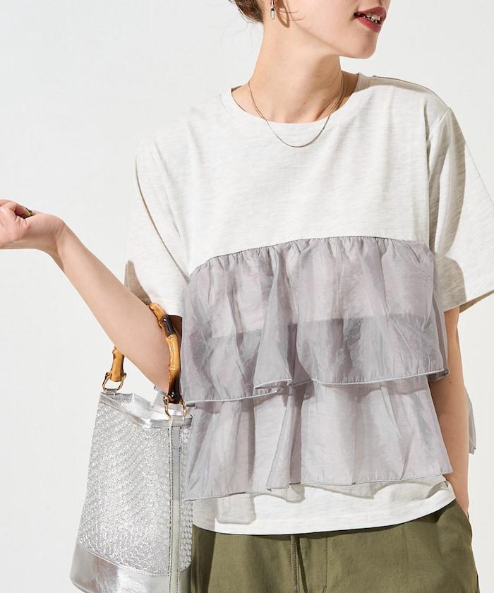 歐根紗對接半袖T恤