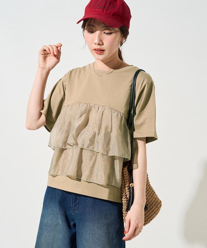 歐根紗對接半袖T恤