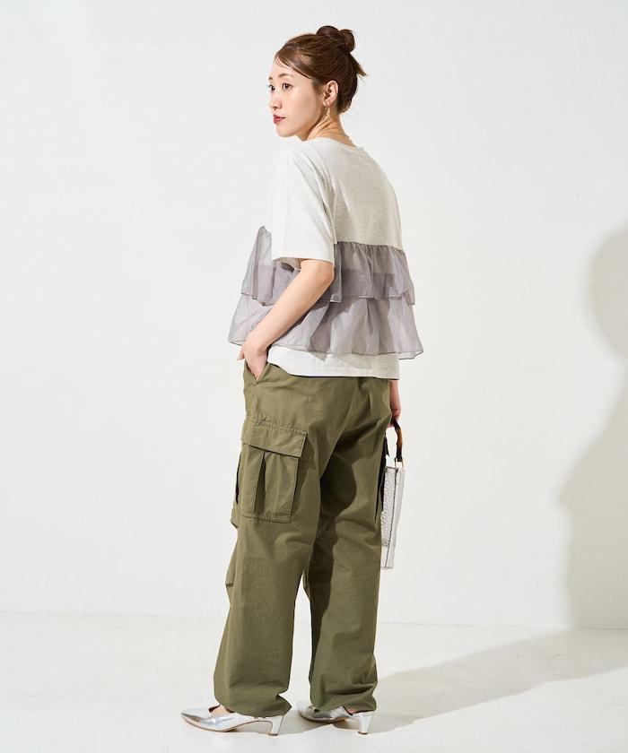 歐根紗對接半袖T恤