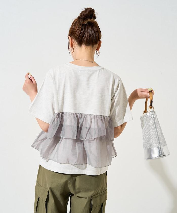 歐根紗對接半袖T恤