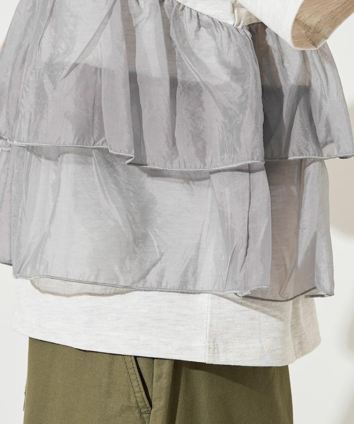 歐根紗對接半袖T恤