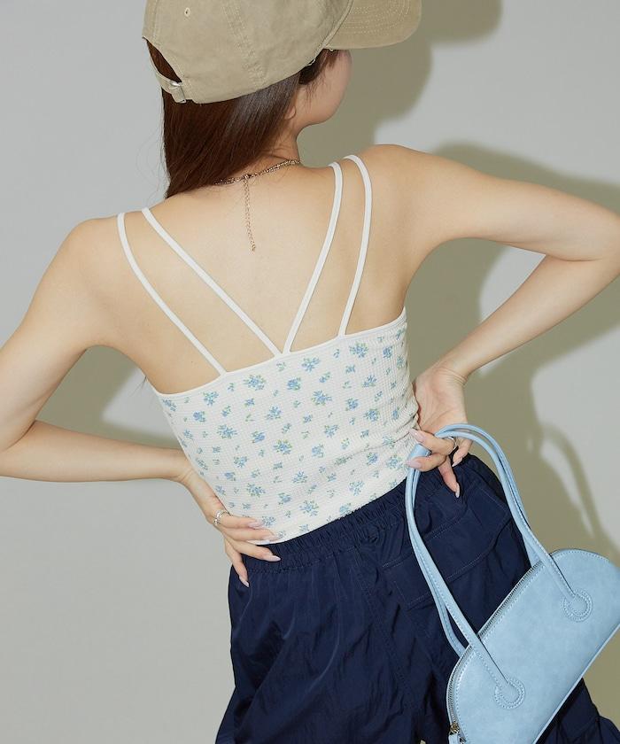 花紋 泡芙 杯子款 女士吊帶衫