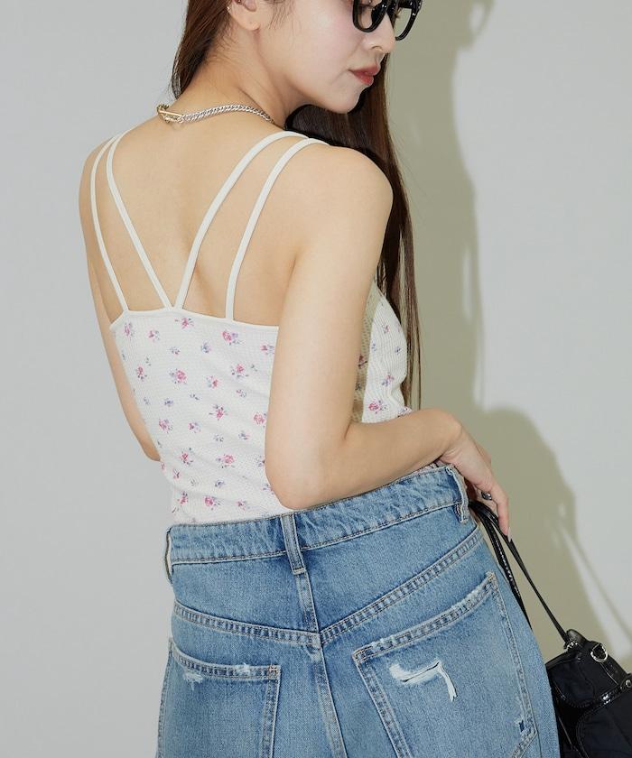 花紋 泡芙 杯子款 女士吊帶衫
