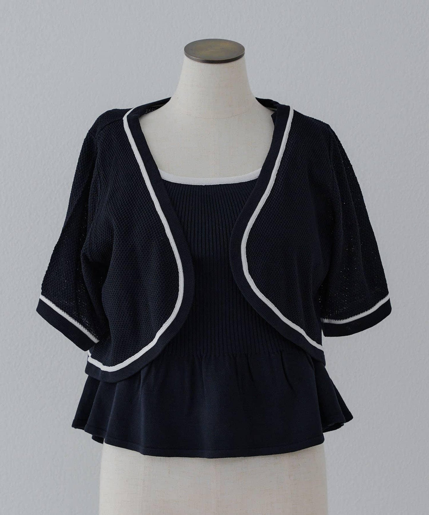 【2件套裝】荷葉邊背心×開衫