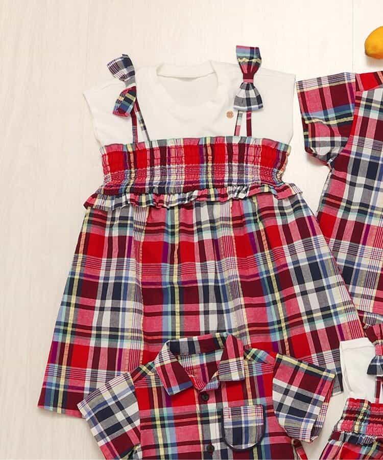 【連衣裙/兒童款】格紋·夏日水果圖案拼接連衣裙