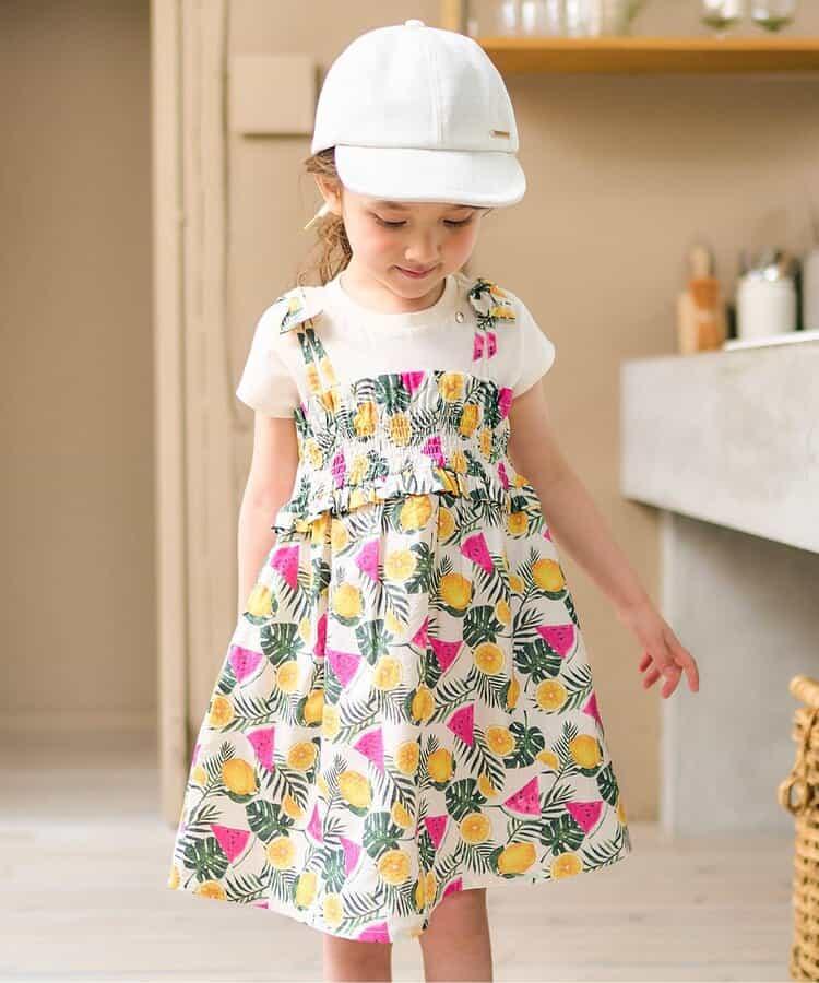 【連衣裙/兒童款】格紋·夏日水果圖案拼接連衣裙