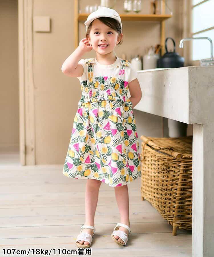 【連衣裙/兒童款】格紋·夏日水果圖案拼接連衣裙