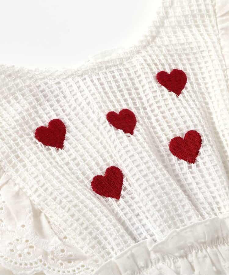 心形向日葵刺繡長款上衣