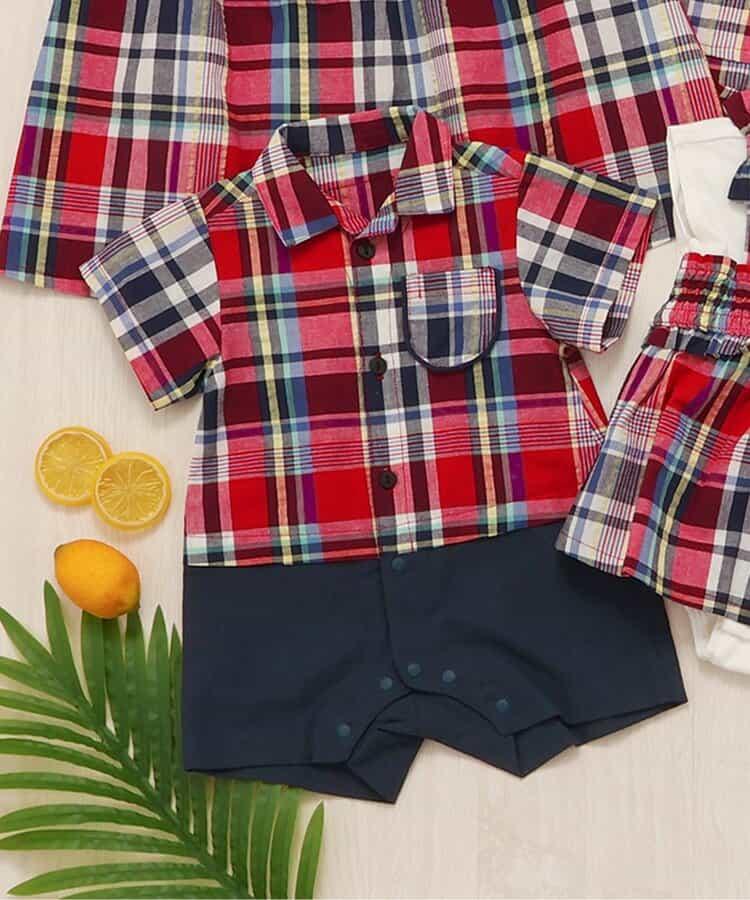 【連體】格子·夏季水果圖案男童連體衣