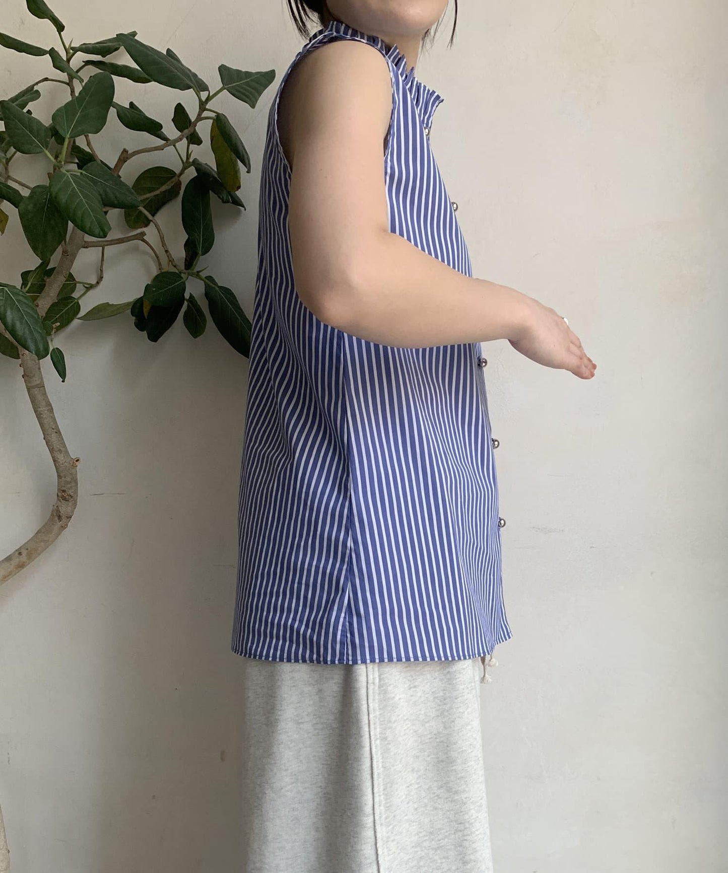 【限定】褶皺領前後2WAY坦克襯衫