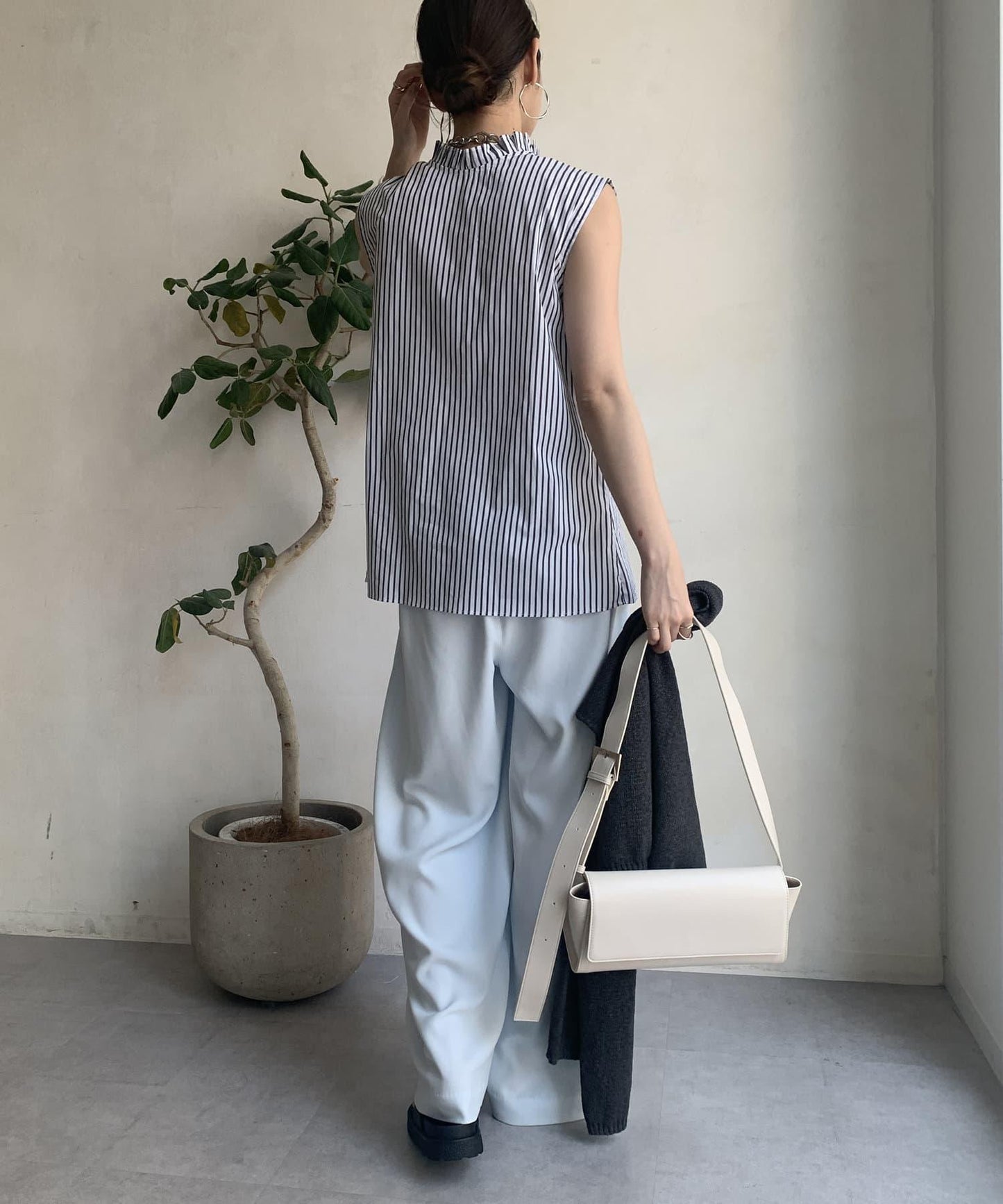 【限定】褶皺領前後2WAY坦克襯衫