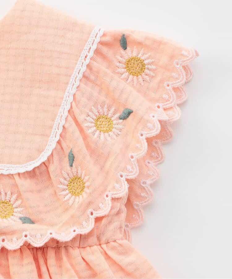 【連衣裙】領口花朵刺繡設計連體褲
