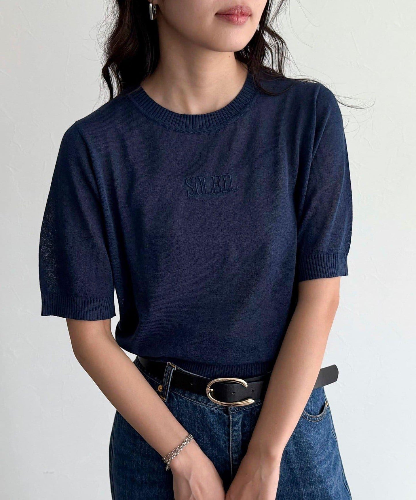 透視刺繡logo針織套頭衫