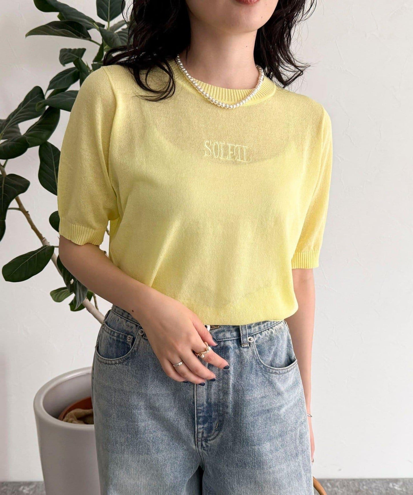 透視刺繡logo針織套頭衫