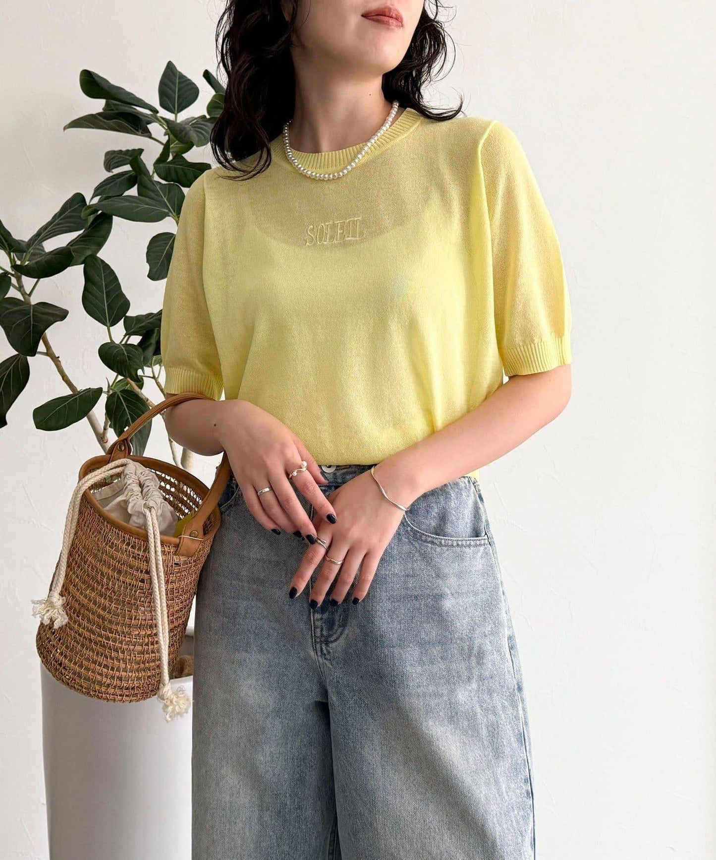 透視刺繡logo針織套頭衫