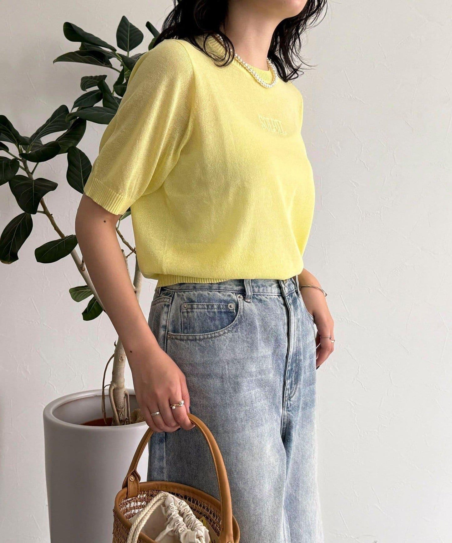 透視刺繡logo針織套頭衫