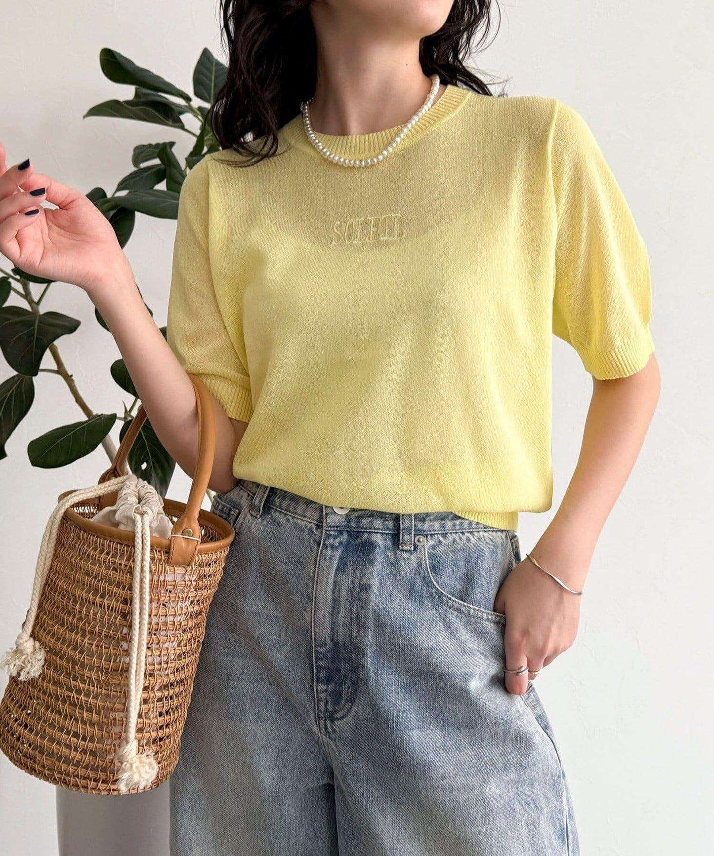 透視刺繡logo針織套頭衫