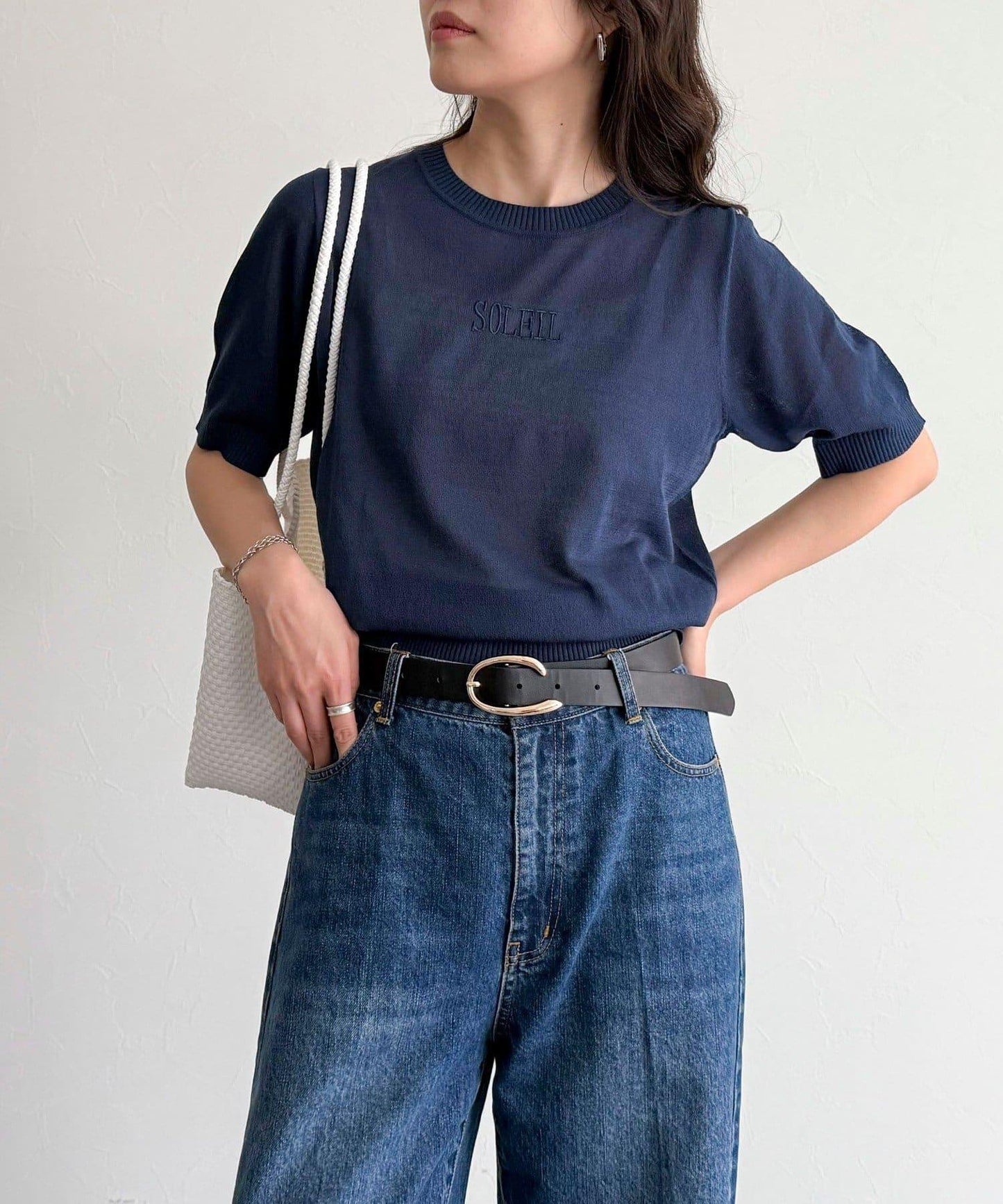 透視刺繡logo針織套頭衫